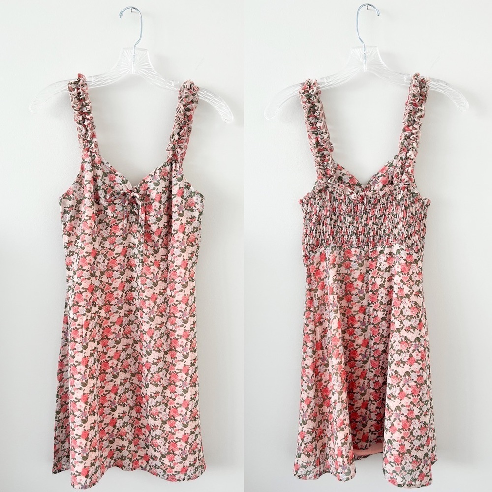 NWT Nasty Gal Pink Ditsy Floral Mini Dress Size S Coquette Cottage Bloomcore